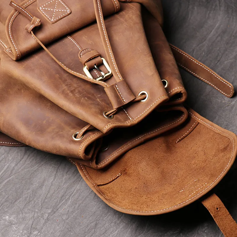 Vintage Leather Backpack College Backpacks School Backpack