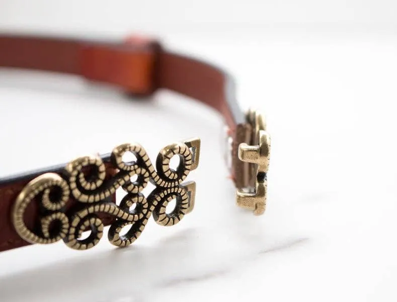 Vintage Leather Skinny Belt: Black