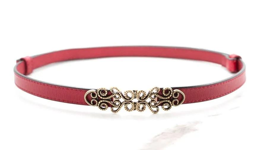 Vintage Leather Skinny Belt: Coffee