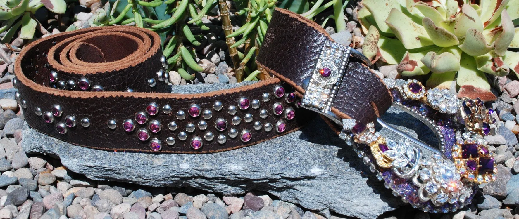 Vintage Purple Belt & Buckle - Medium