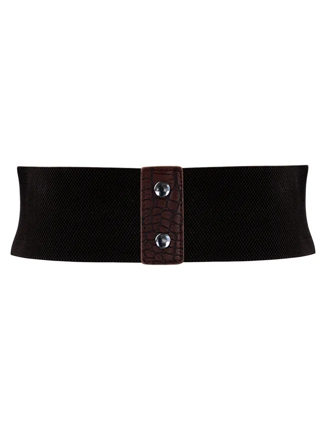 Vintage Retro Fashion Faux Leather Steampunk Rivet Elastic Waist Cinch Belt