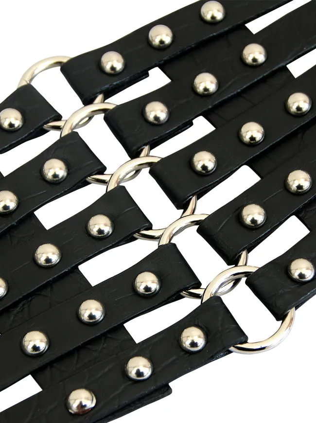 Vintage Retro Fashion Faux Leather Steampunk Rivet Elastic Waist Cinch Belt