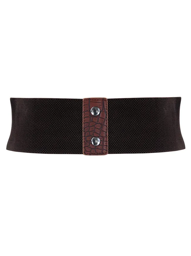 Vintage Retro Fashion Faux Leather Steampunk Rivet Elastic Waist Cinch Belt