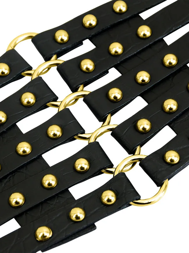 Vintage Retro Fashion Faux Leather Steampunk Rivet Elastic Waist Cinch Belt