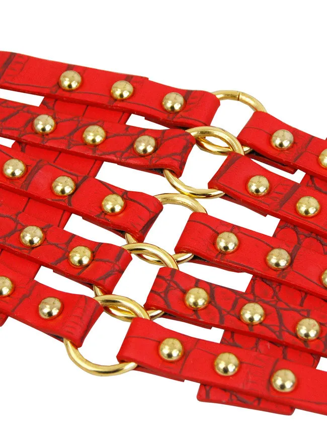 Vintage Retro Fashion Faux Leather Steampunk Rivet Elastic Waist Cinch Belt