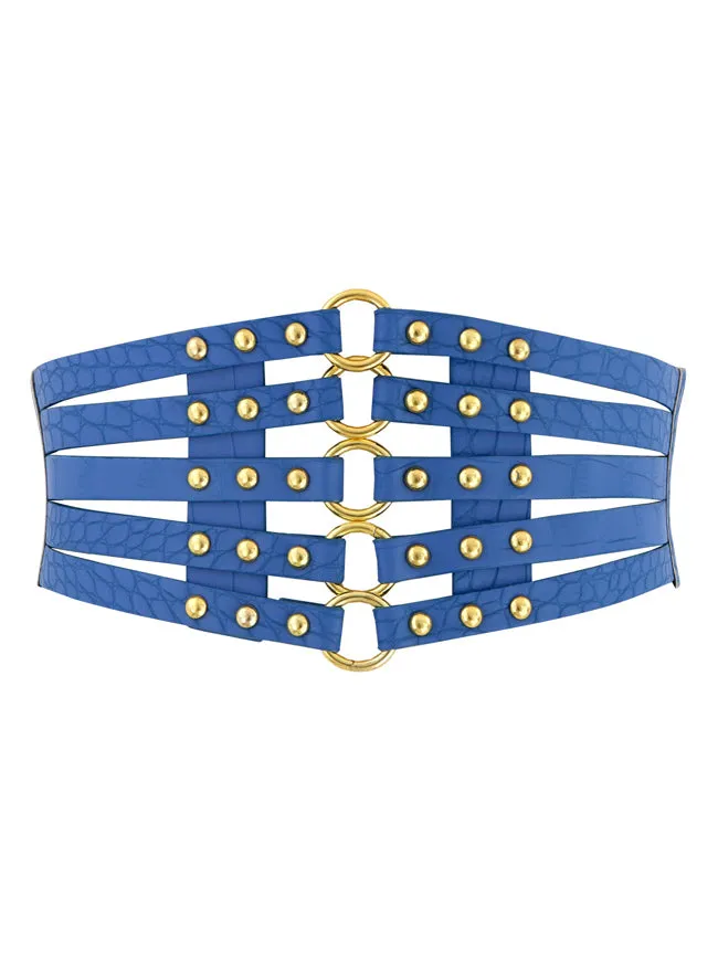 Vintage Retro Fashion Faux Leather Steampunk Rivet Elastic Waist Cinch Belt