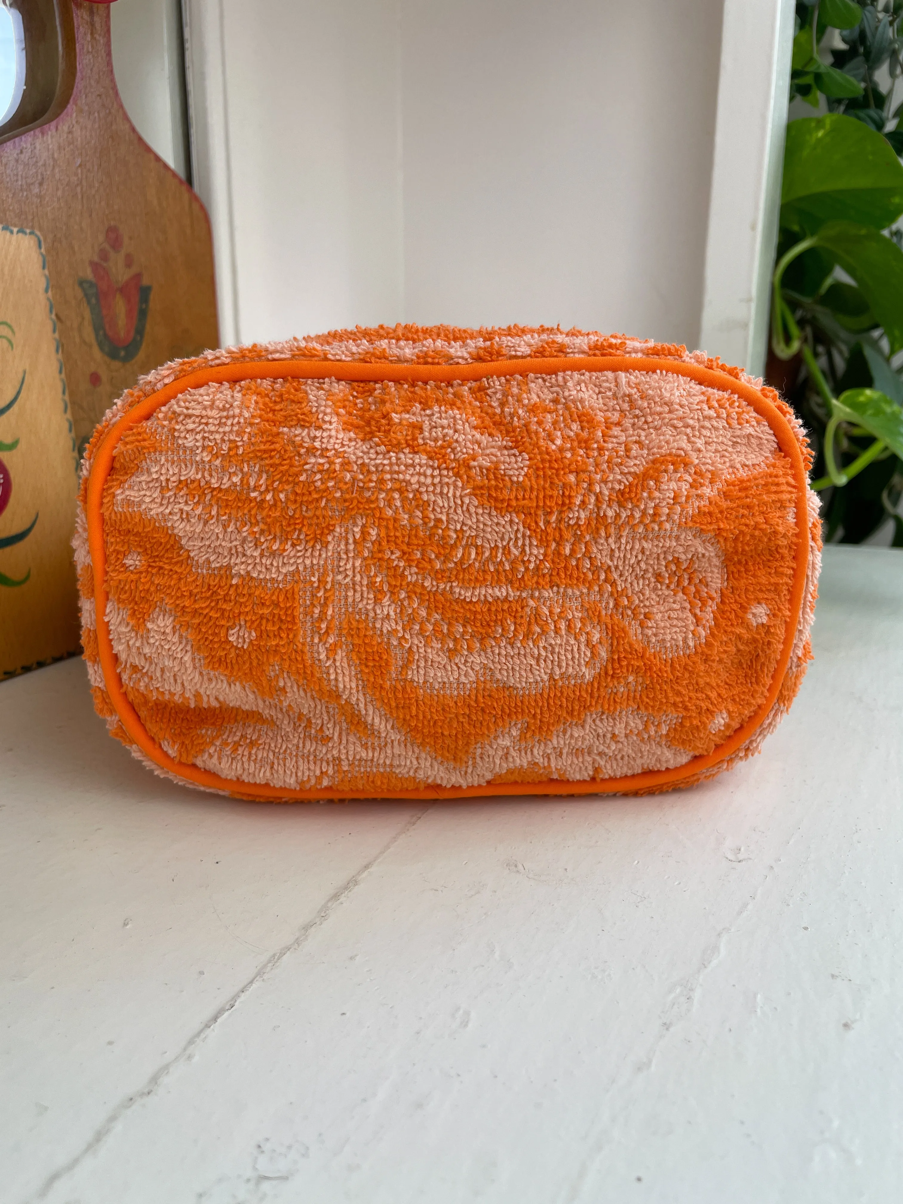 Vintage towel fanny pack | Orange flower