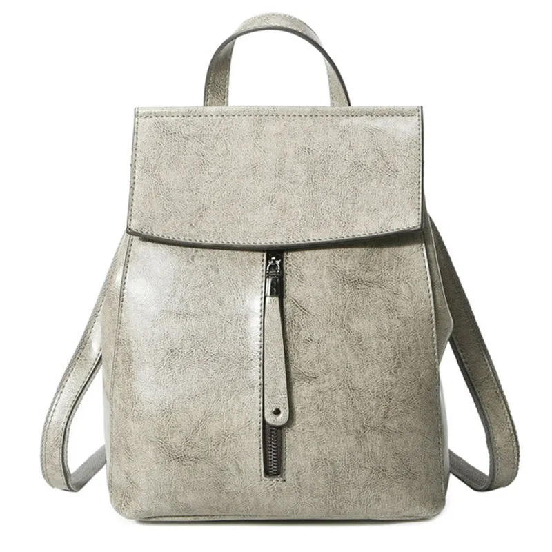 Vintage Zipper Solid Burnished Cow Split Backpack