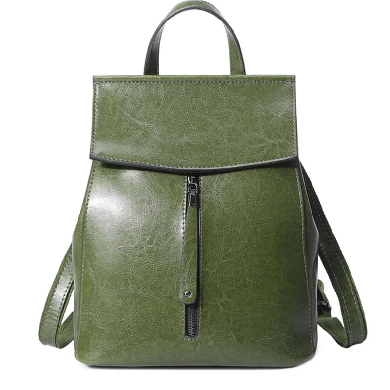 Vintage Zipper Solid Burnished Cow Split Backpack