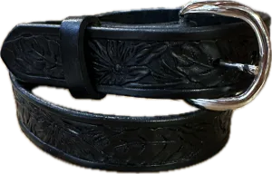 Visalia Children's Black Wild Rose Patterned Belt 1 1/4"