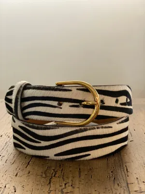 W. Kleinberg Zebra Calf Hair Belt