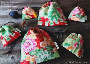 Wagara Kinchaku Drawstring Purse, 2 sizes ⦿kpjf0005