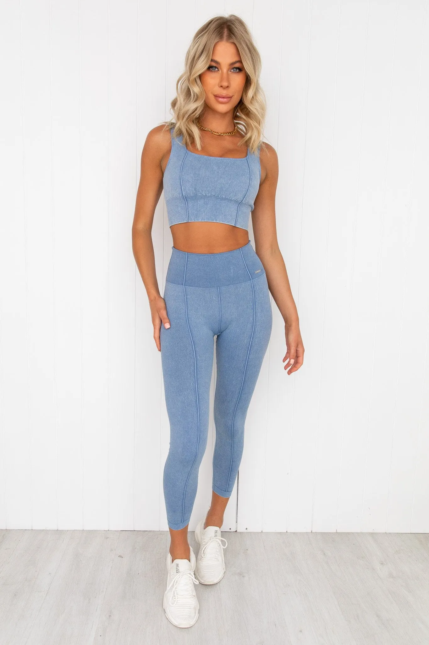 Washed Denim Seamless Bra