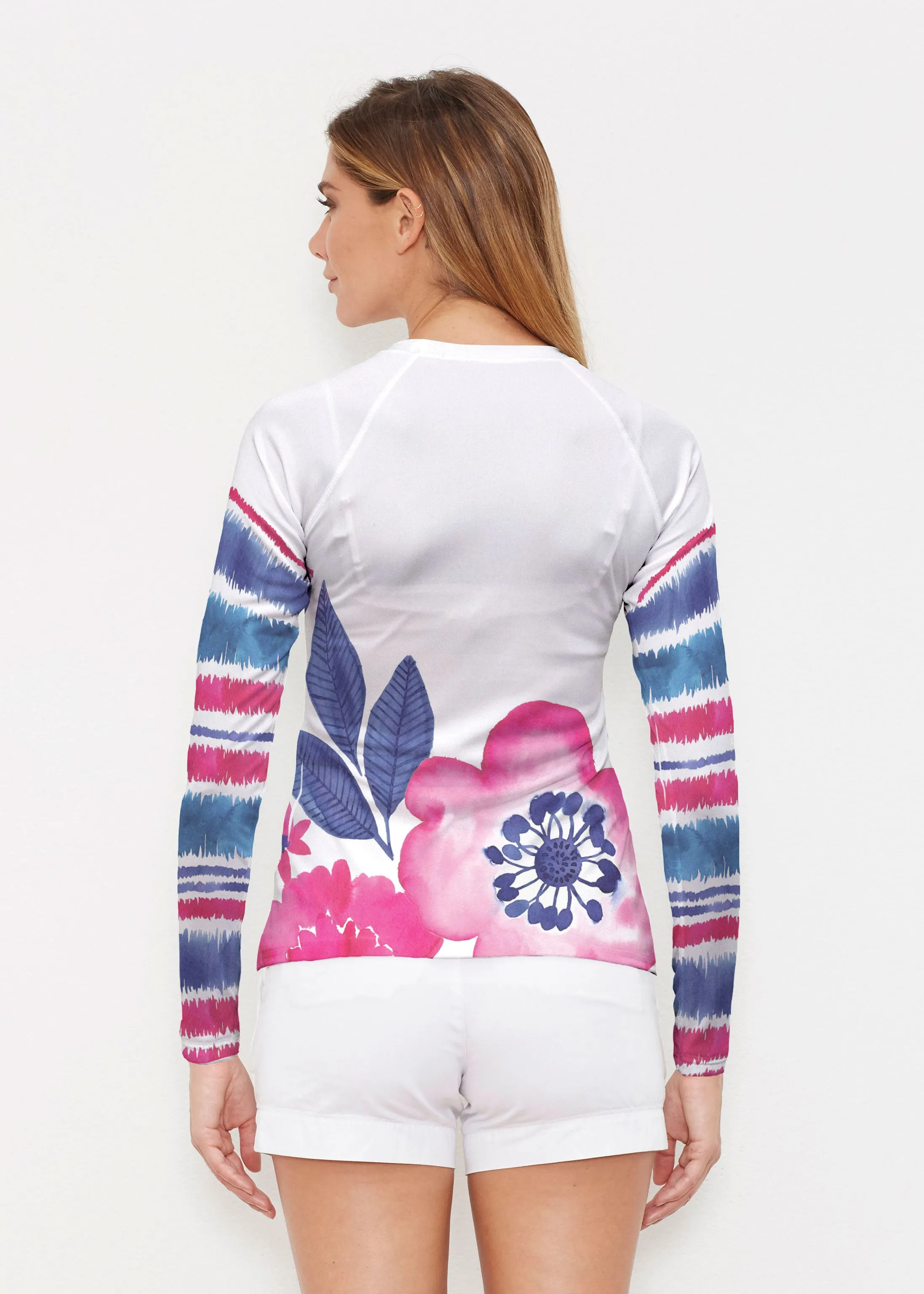 Watercolor Blooms (13355) ~ Long Sleeve Rash Guard
