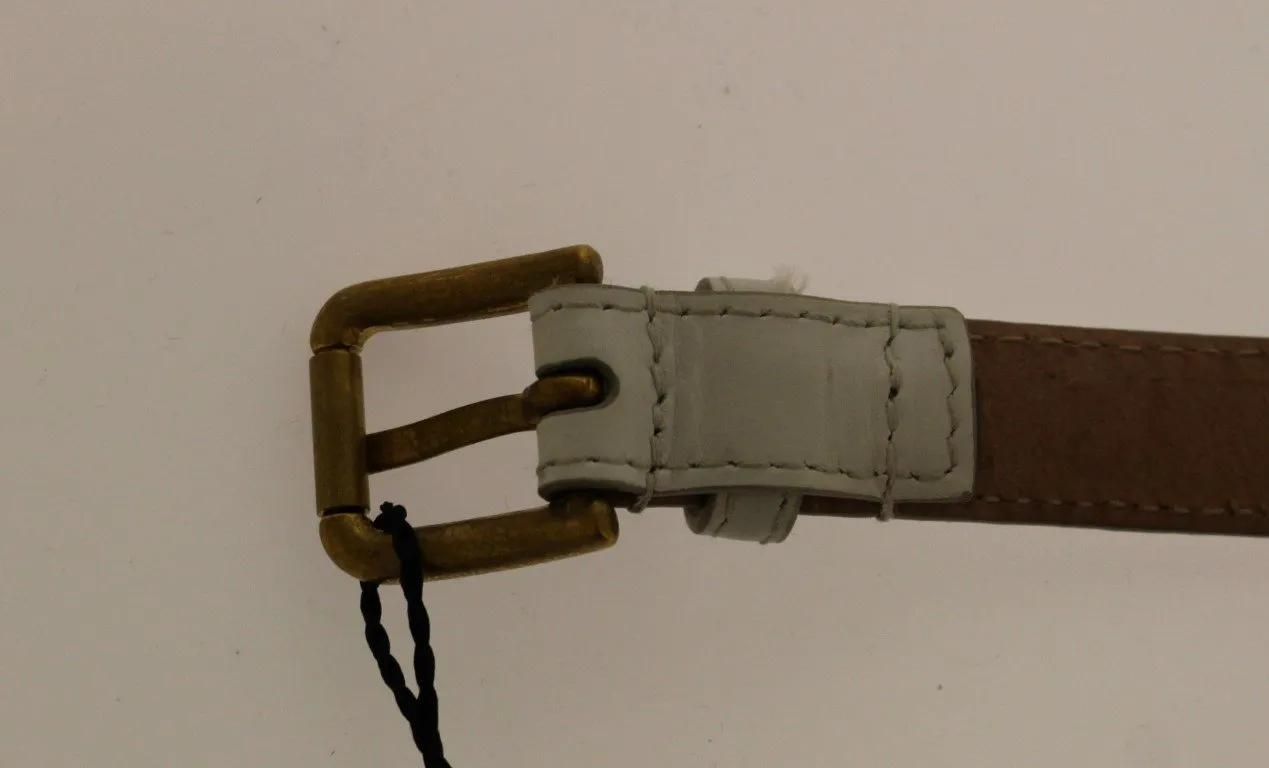 White Leather Skinny Belt