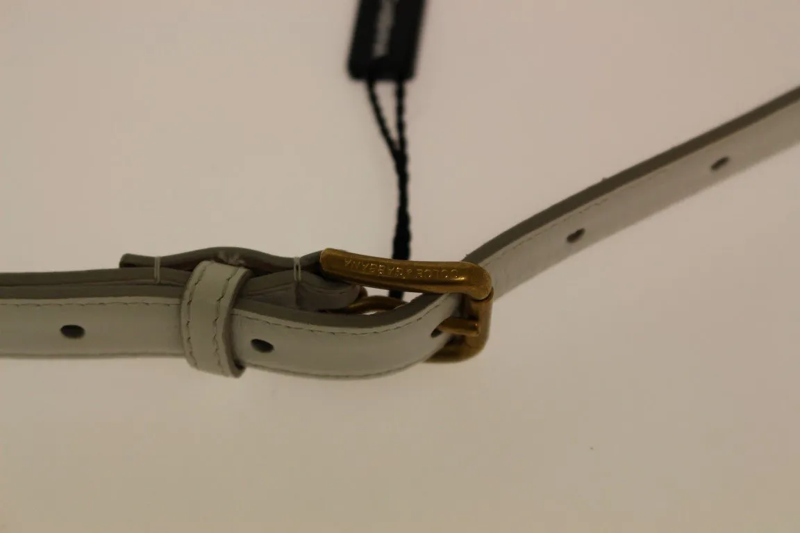 White Leather Skinny Belt