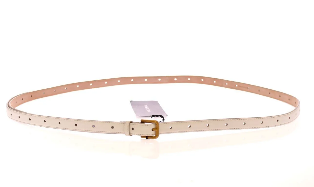 White Leather Skinny Belt