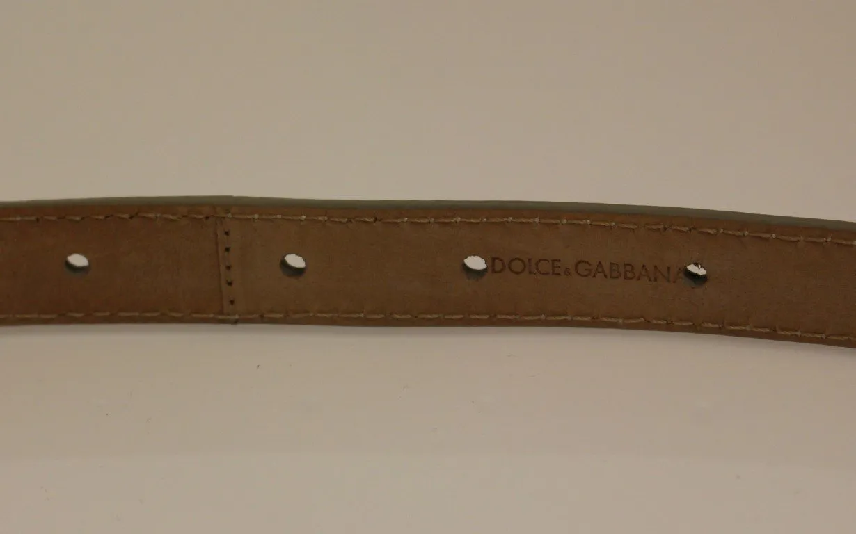 White Leather Skinny Belt