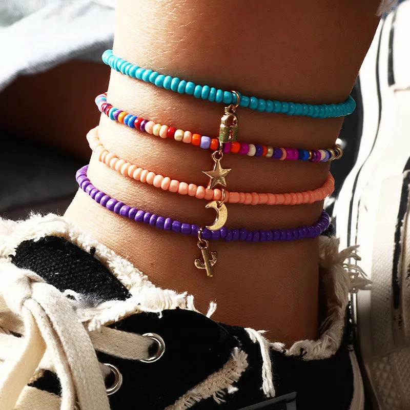Wholesale personality creative trend rice bead anklet set JDC-AS-NZ015