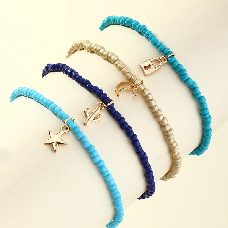 Wholesale personality creative trend rice bead anklet set JDC-AS-NZ015