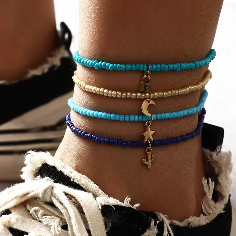 Wholesale personality creative trend rice bead anklet set JDC-AS-NZ015