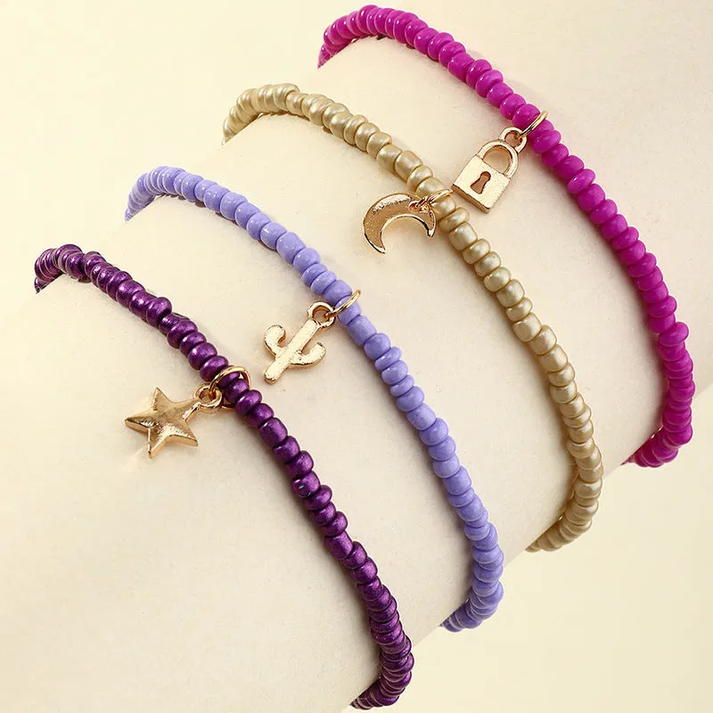 Wholesale personality creative trend rice bead anklet set JDC-AS-NZ015