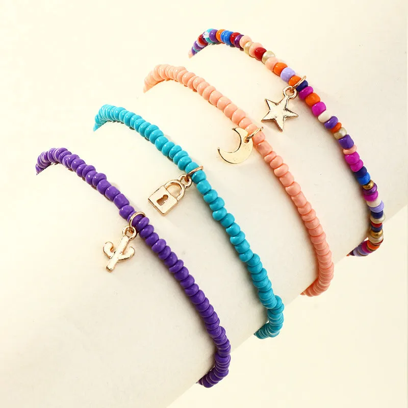 Wholesale personality creative trend rice bead anklet set JDC-AS-NZ015