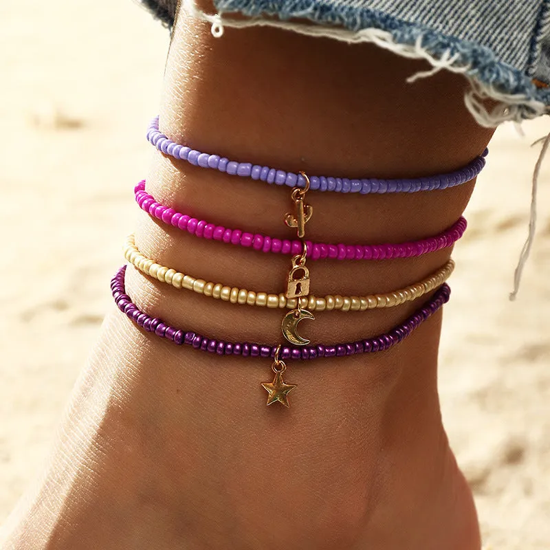 Wholesale personality creative trend rice bead anklet set JDC-AS-NZ015