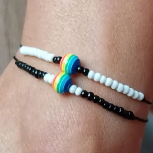 Wholesale same sex rainbow anklet rice bead braided couple anklet MOQ≥2 JDC-AS-HaoL002