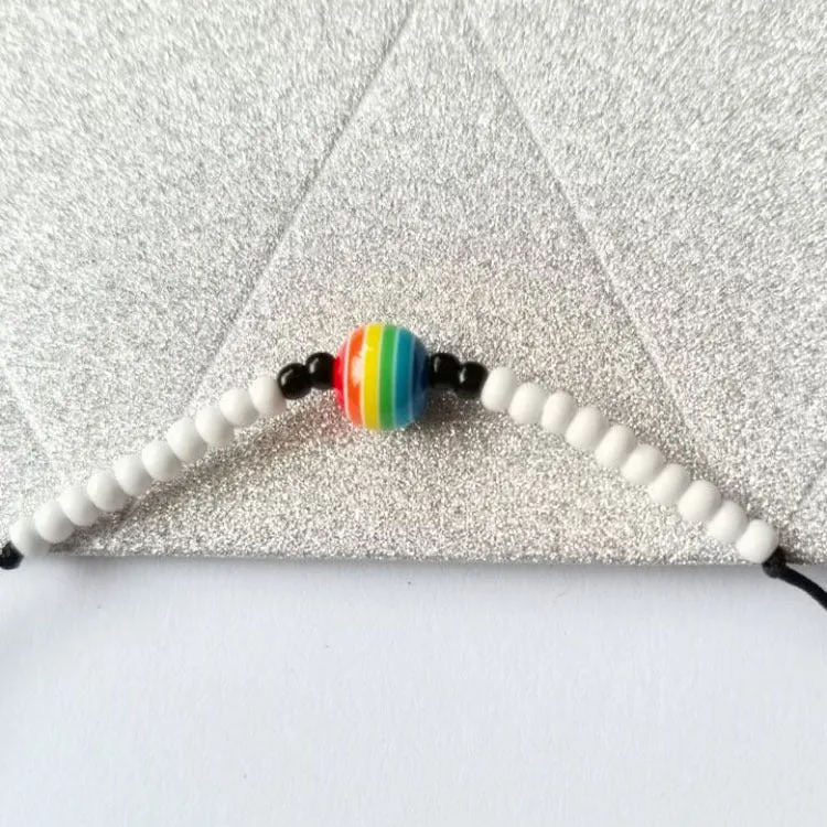 Wholesale same sex rainbow anklet rice bead braided couple anklet MOQ≥2 JDC-AS-HaoL002
