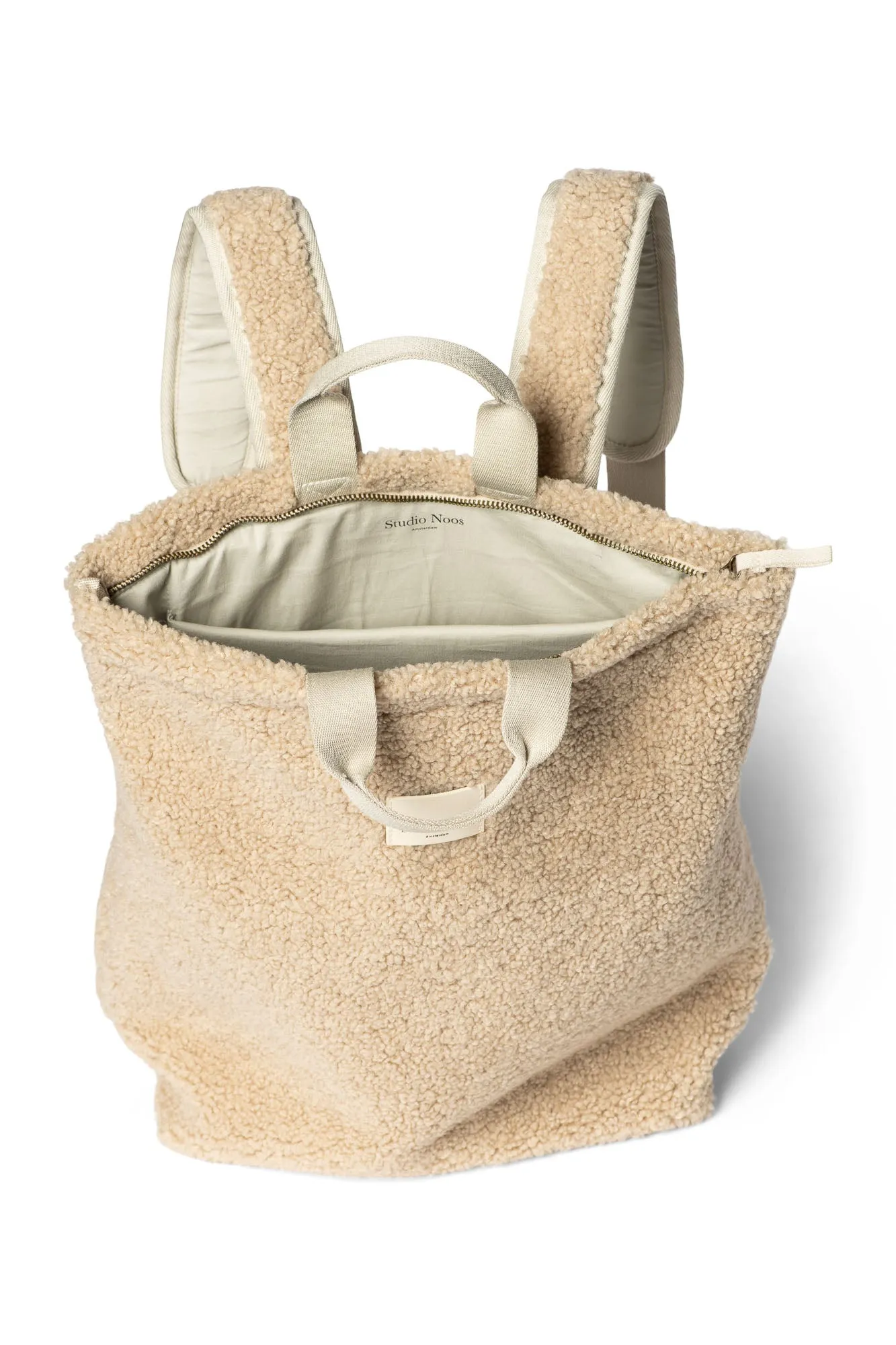 Wollweißer Teddy Maxi-Rucksack