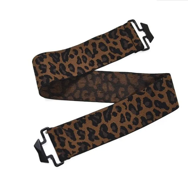 Women Black Simple Waist Elastic Ladies Band Round Buckle belt