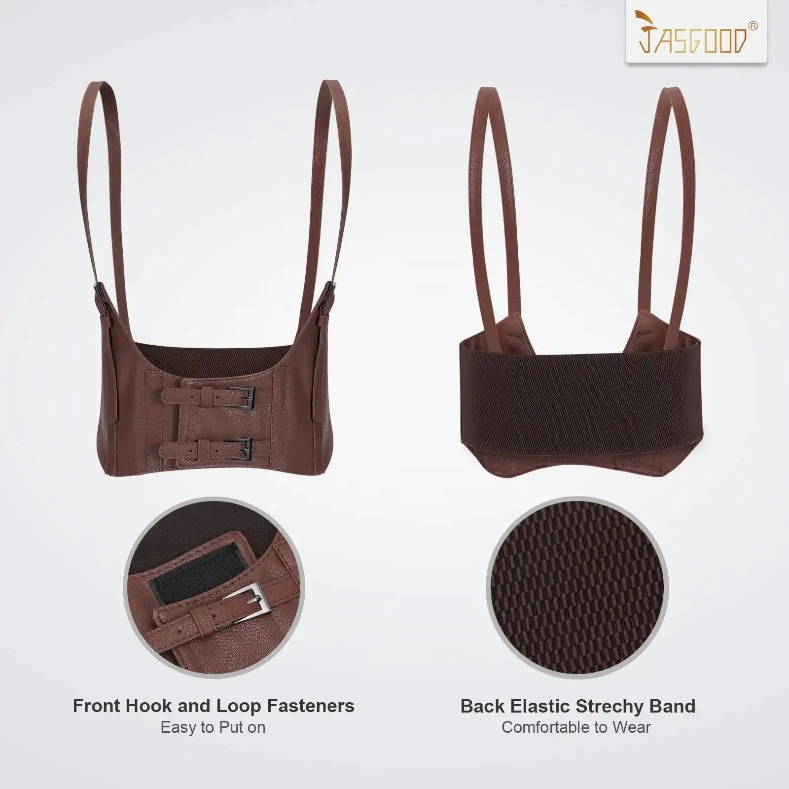 Women Fashion Faux Leather Waist Belt Steampunk Underbust Corset for Halloween Dress