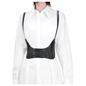 Women Fashion Faux Leather Waist Belt Steampunk Underbust Corset for Halloween Dress