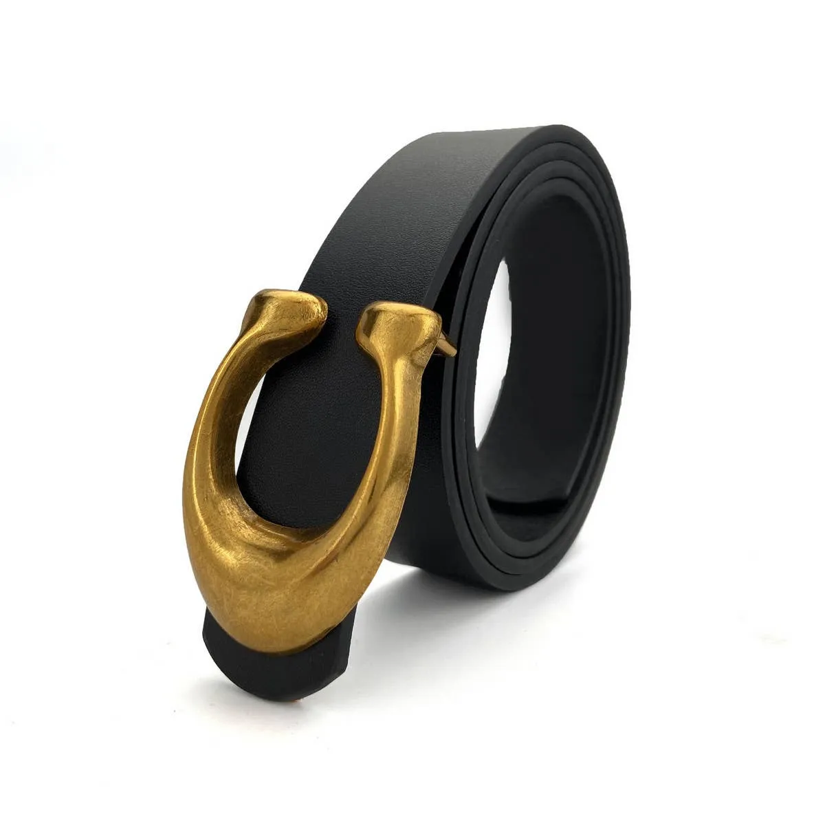 WOMEN FASHION RETRO U-BUCKLE BELT_CWABE0136: Black / (OS) 1