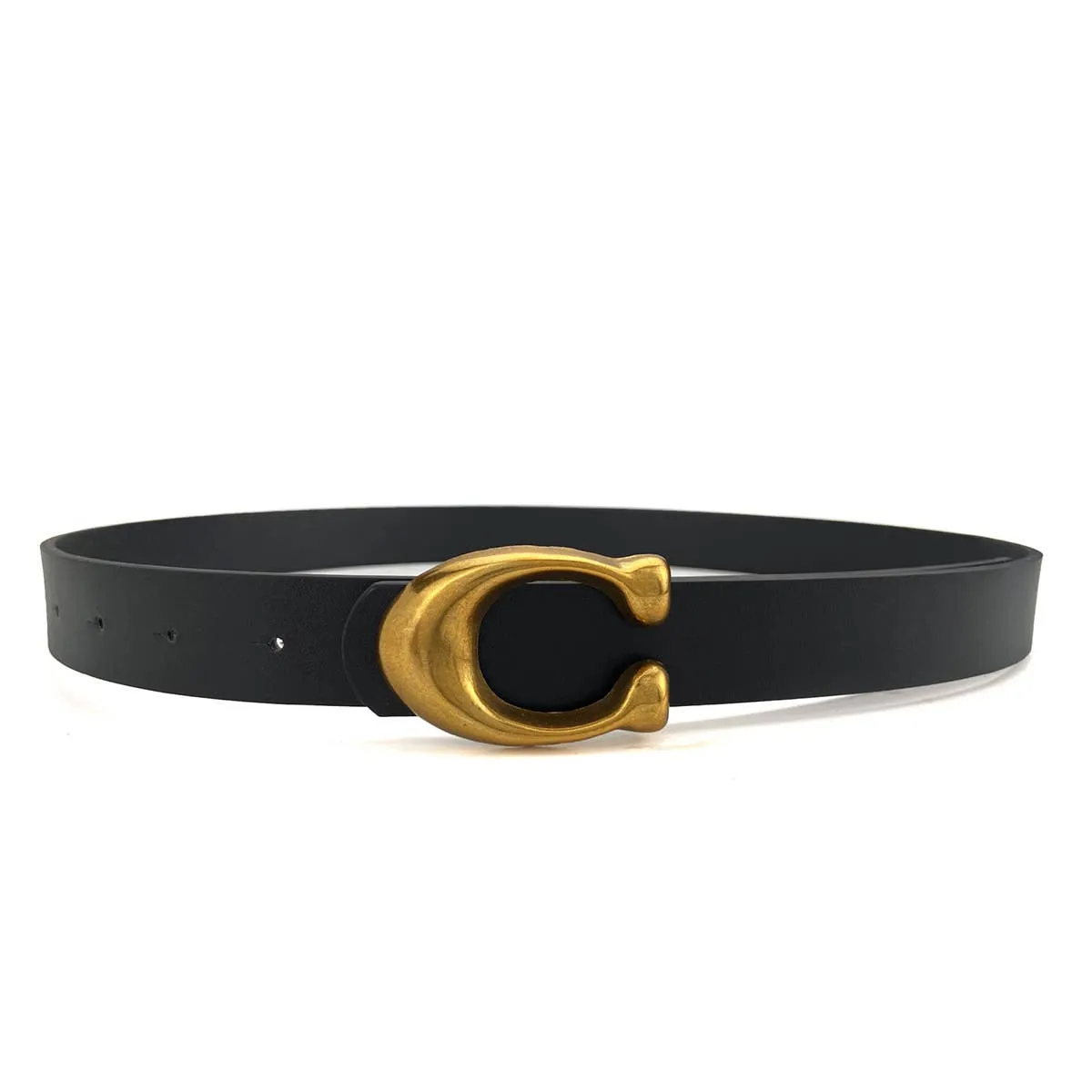 WOMEN FASHION RETRO U-BUCKLE BELT_CWABE0136: Black / (OS) 1