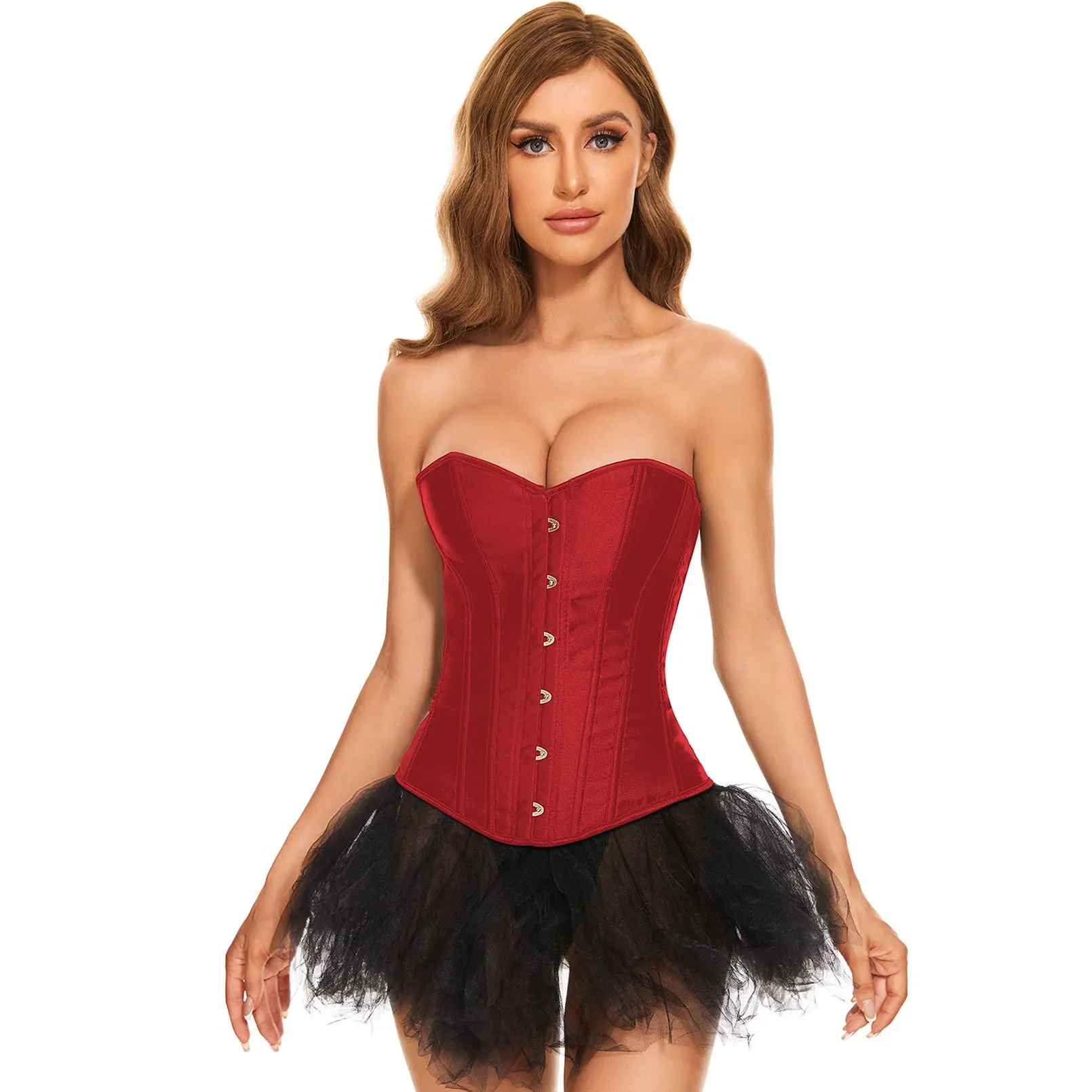 Women Lace-up Bustier Corset Top Sexy Overbust Body Shapewear Waist Cincher Corset