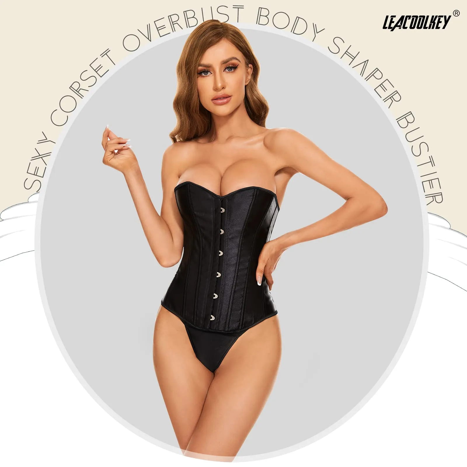Women Lace-up Bustier Corset Top Sexy Overbust Body Shapewear Waist Cincher Corset