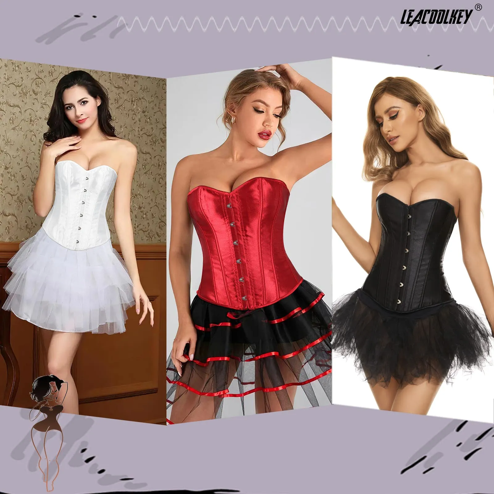 Women Lace-up Bustier Corset Top Sexy Overbust Body Shapewear Waist Cincher Corset