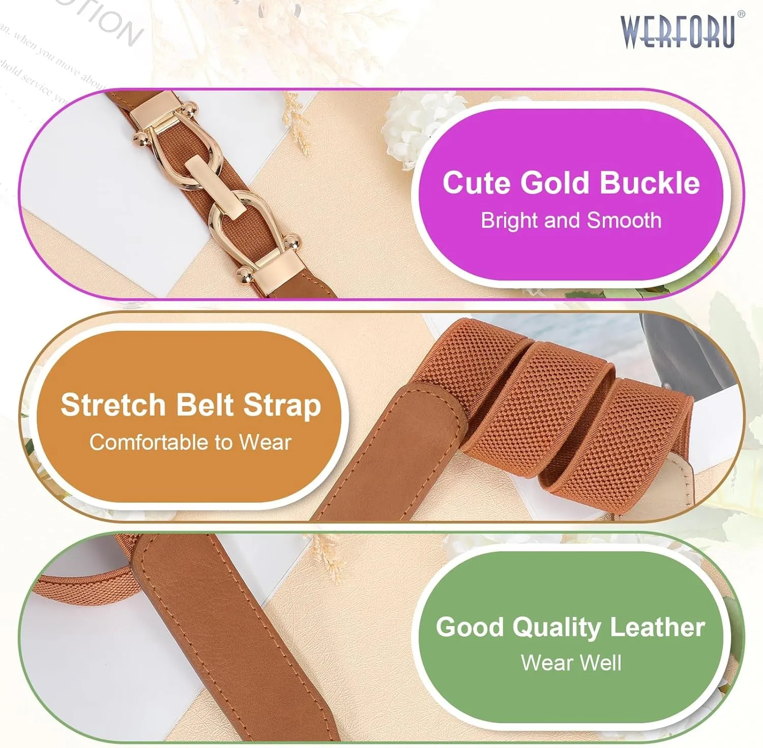 Women Skinny Belt for Dresses Retro Stretch Ladies Waist Belt 4 Pack