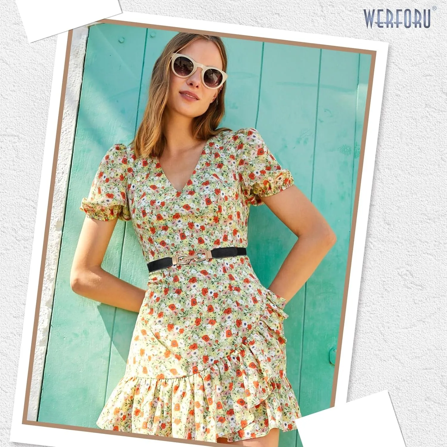 Women Skinny Belt for Dresses Retro Stretch Ladies Waist Belt 4 Pack