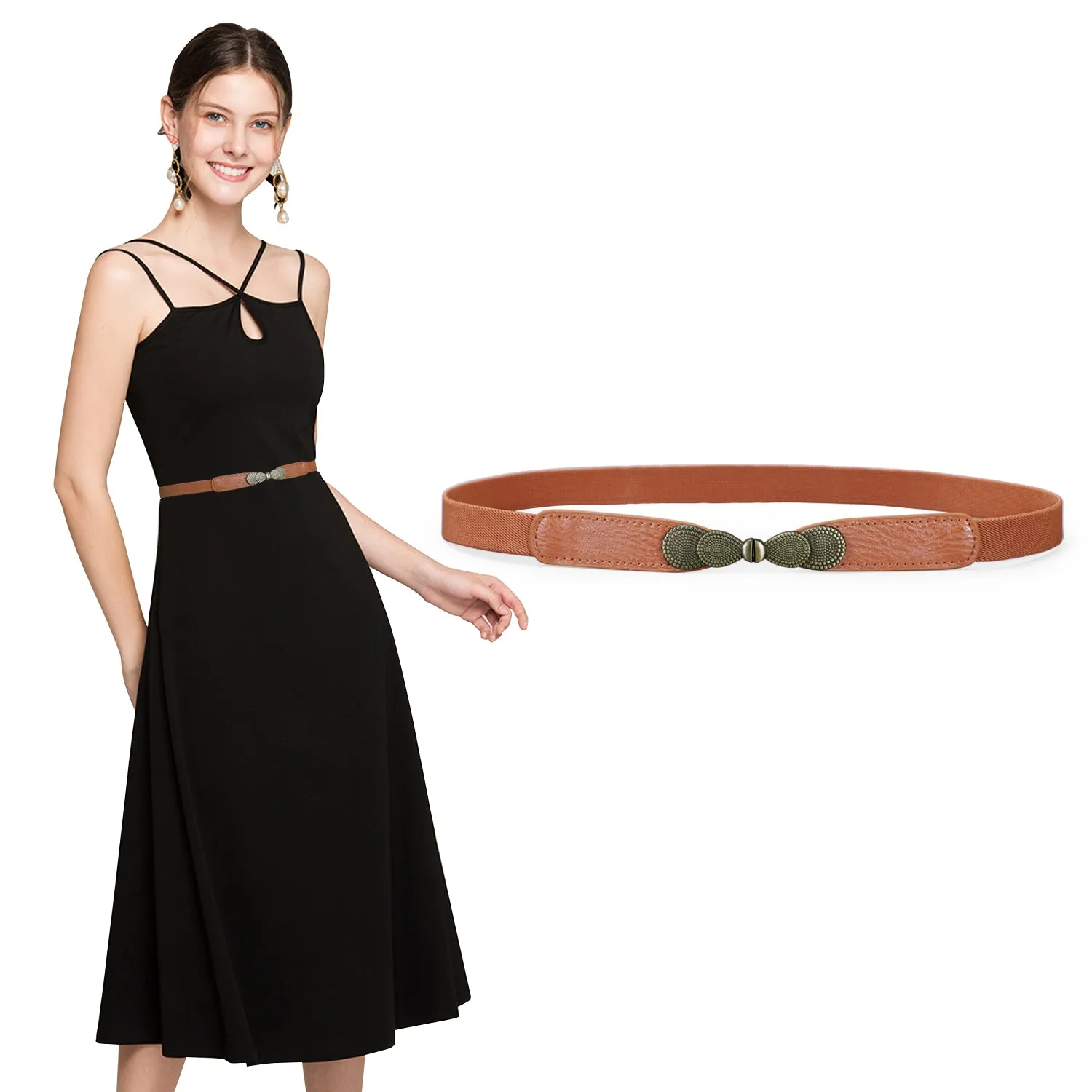 Women Skinny Elastic Stretch Belt for Dresses Retro Ladies Waist Cinch Thin Belt By JASGOOD
