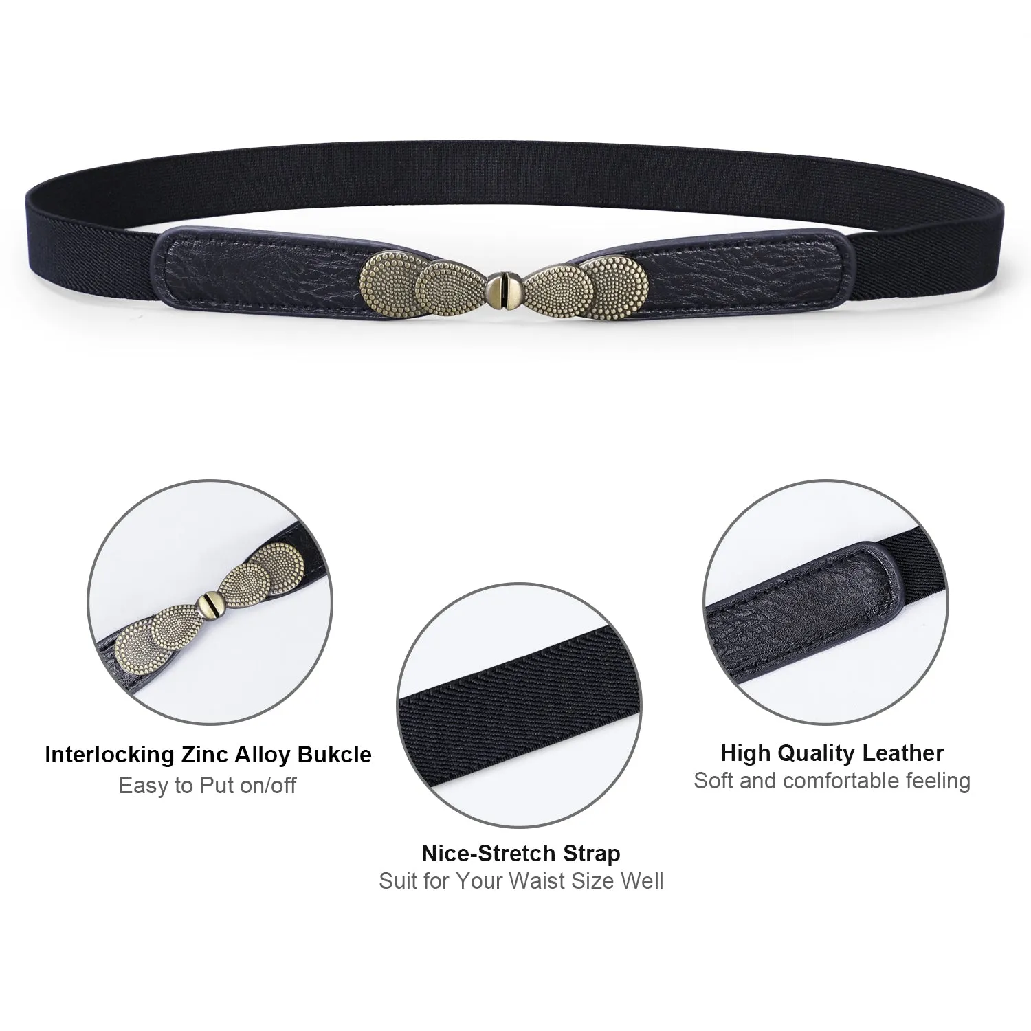 Women Skinny Elastic Stretch Belt for Dresses Retro Ladies Waist Cinch Thin Belt By JASGOOD