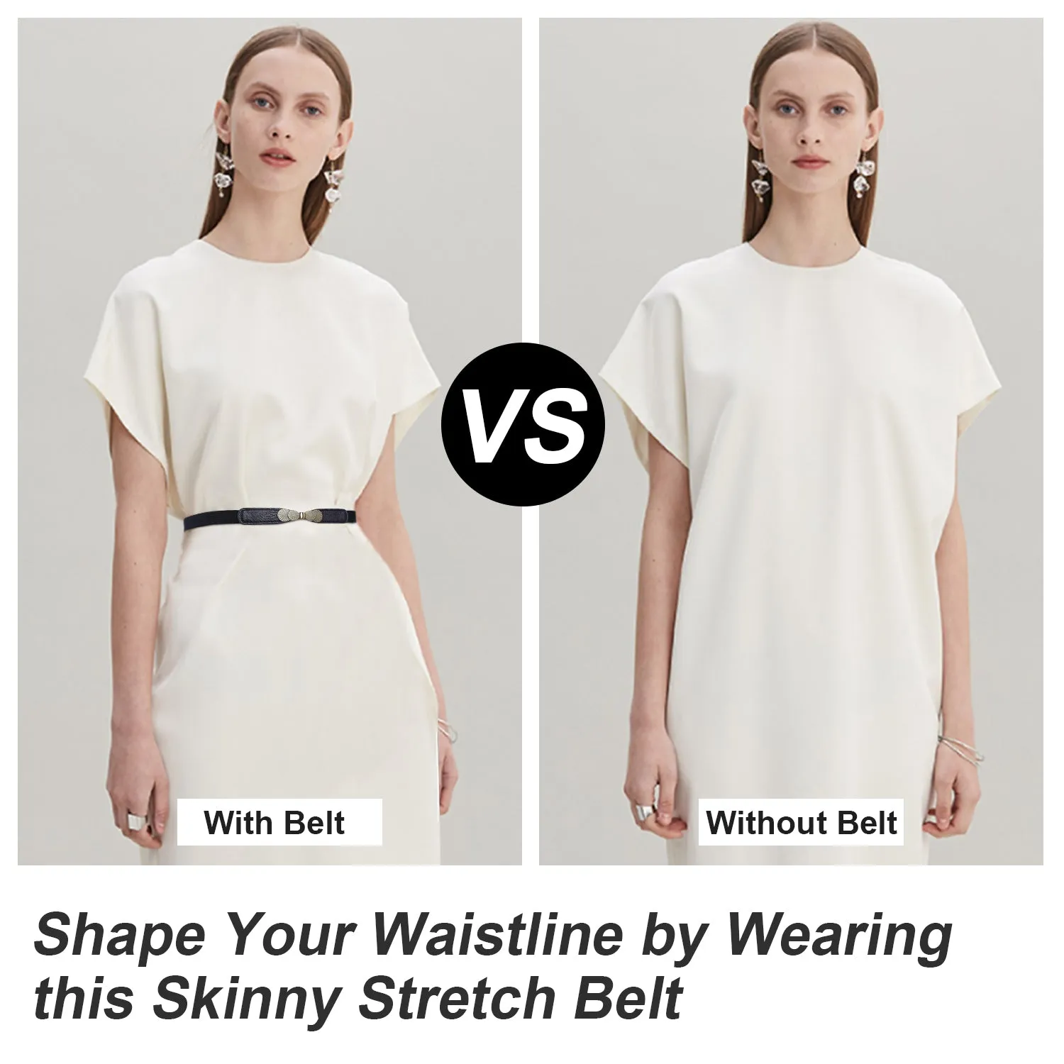 Women Skinny Elastic Stretch Belt for Dresses Retro Ladies Waist Cinch Thin Belt By JASGOOD