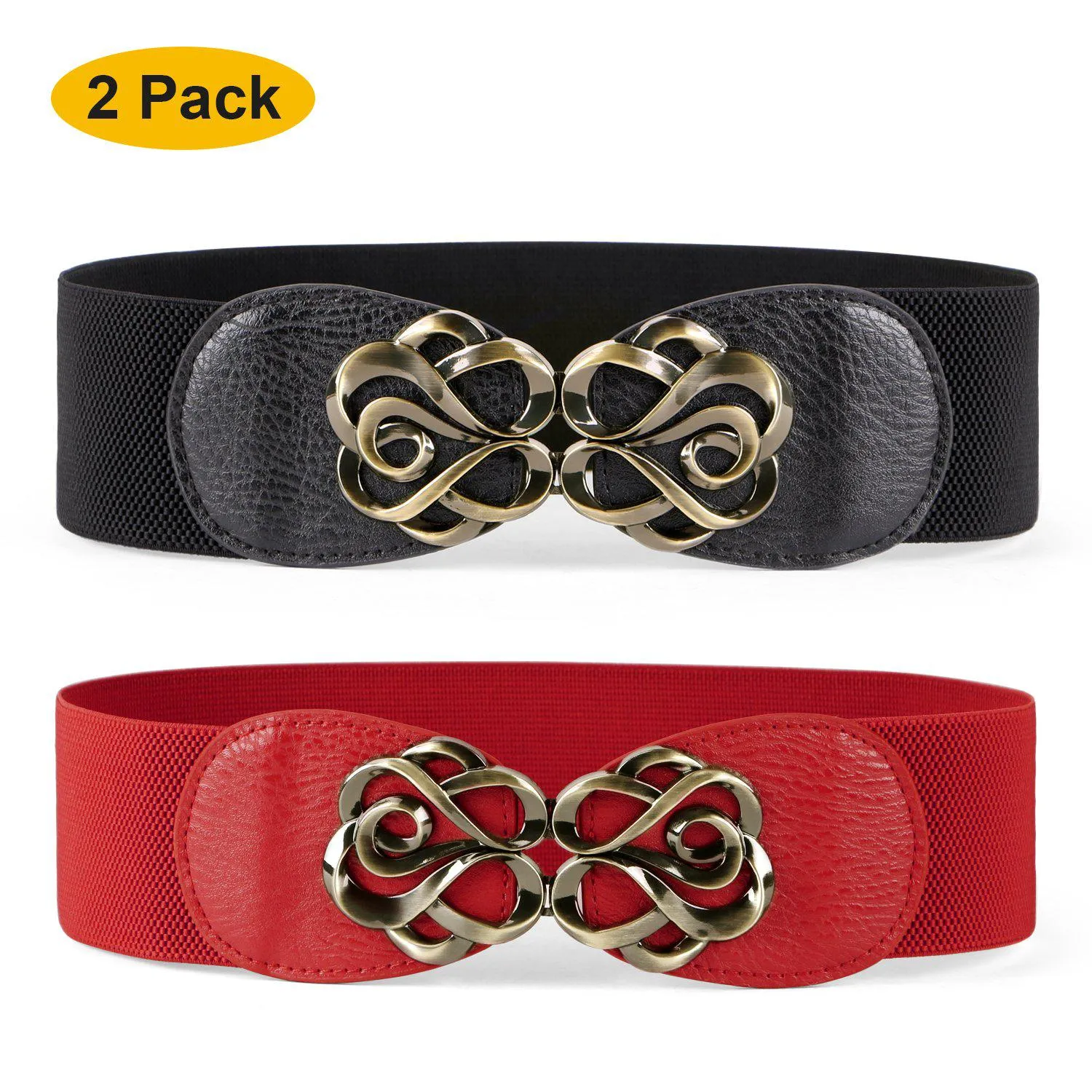 Women Stretchy Belt for Dresses Vintage Elastic Wide Waist Cinch Belt by JASGOOD