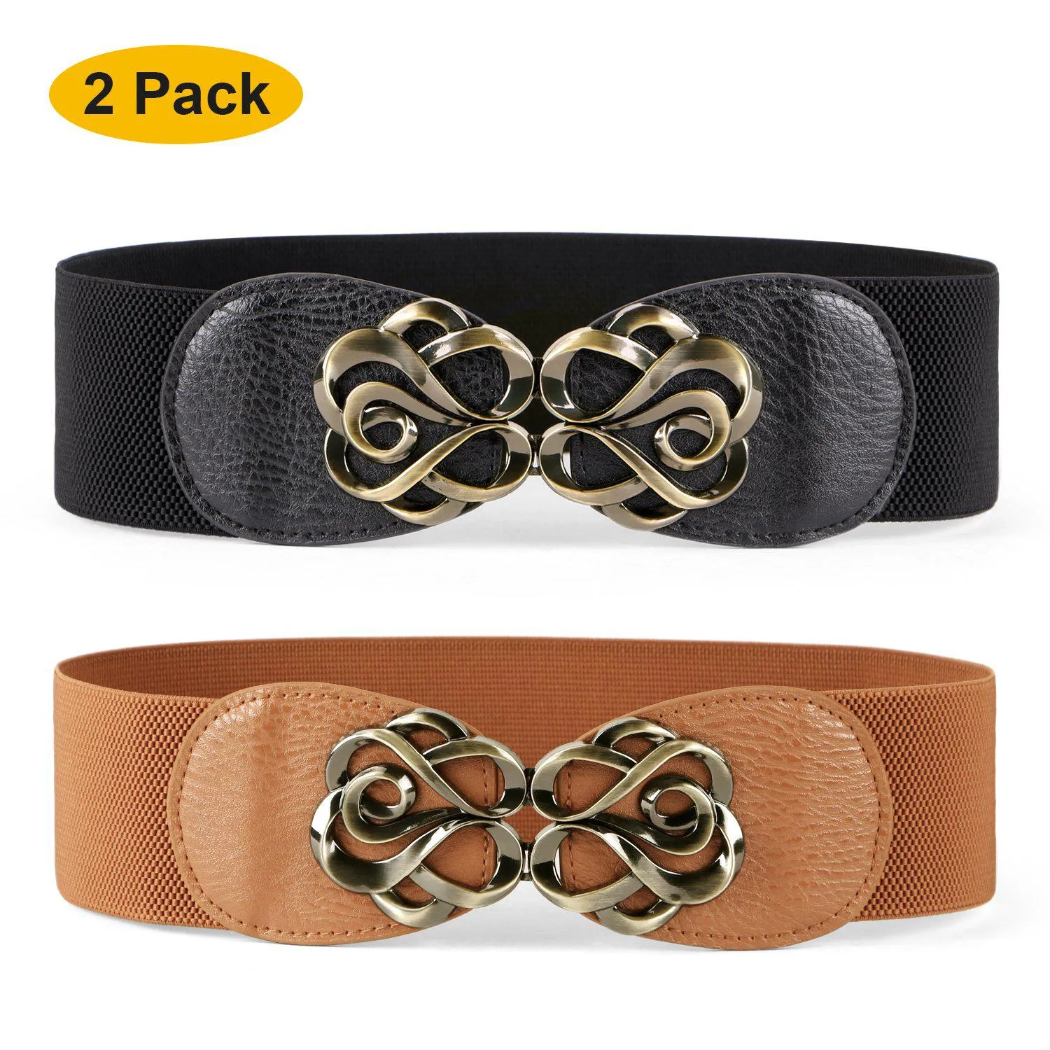 Women Stretchy Belt for Dresses Vintage Elastic Wide Waist Cinch Belt by JASGOOD
