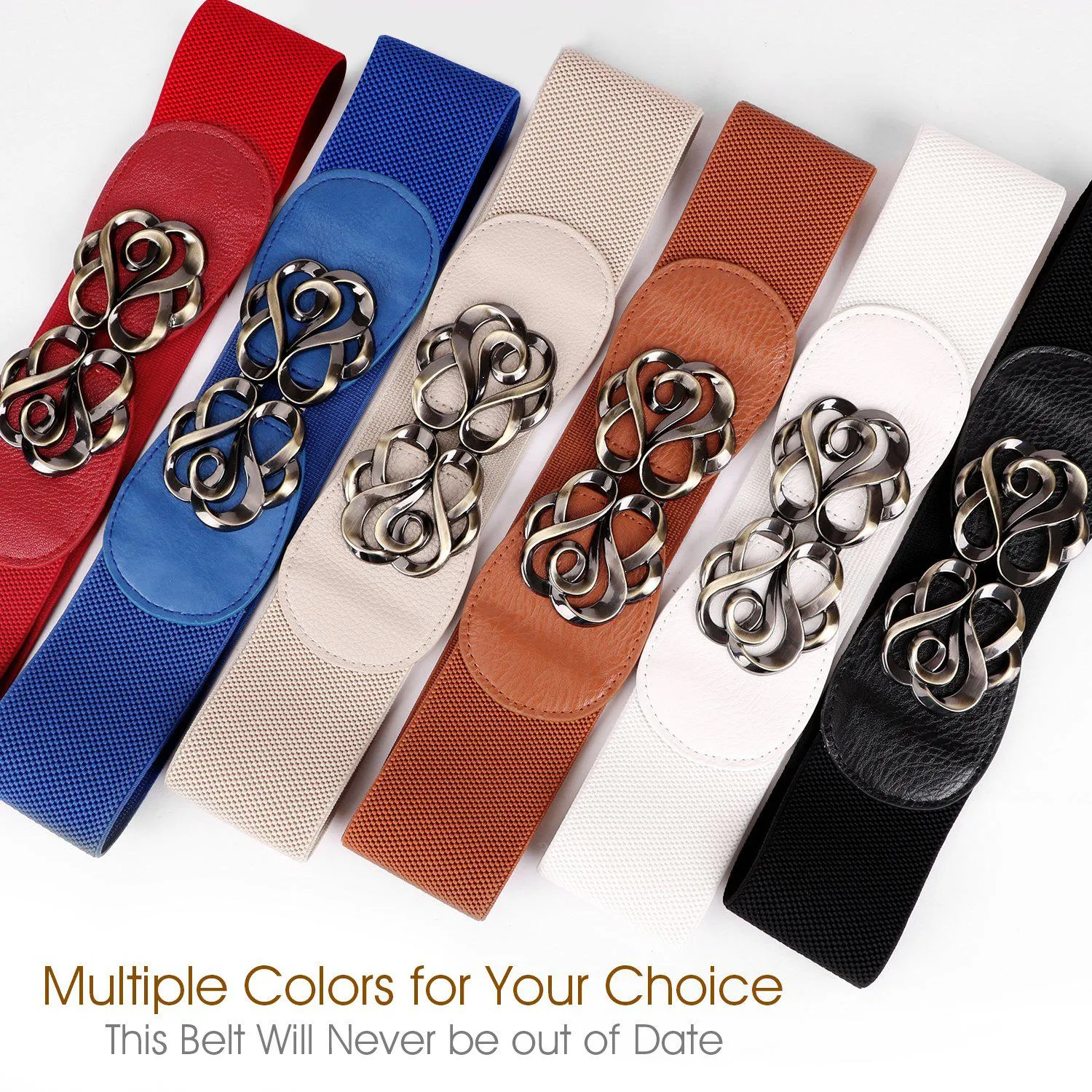 Women Stretchy Belt for Dresses Vintage Elastic Wide Waist Cinch Belt by JASGOOD