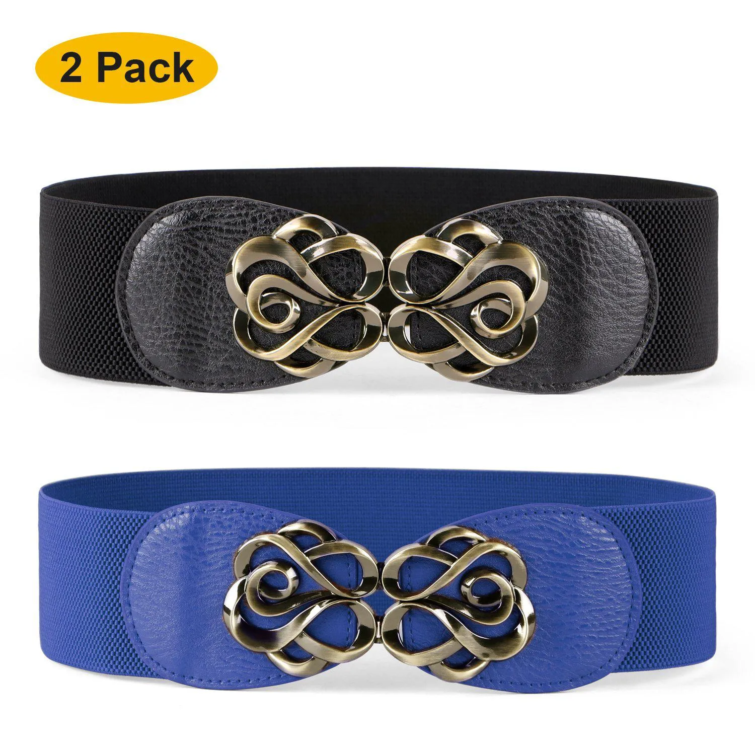 Women Stretchy Belt for Dresses Vintage Elastic Wide Waist Cinch Belt by JASGOOD