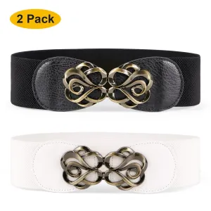 Women Stretchy Belt for Dresses Vintage Elastic Wide Waist Cinch Belt by JASGOOD