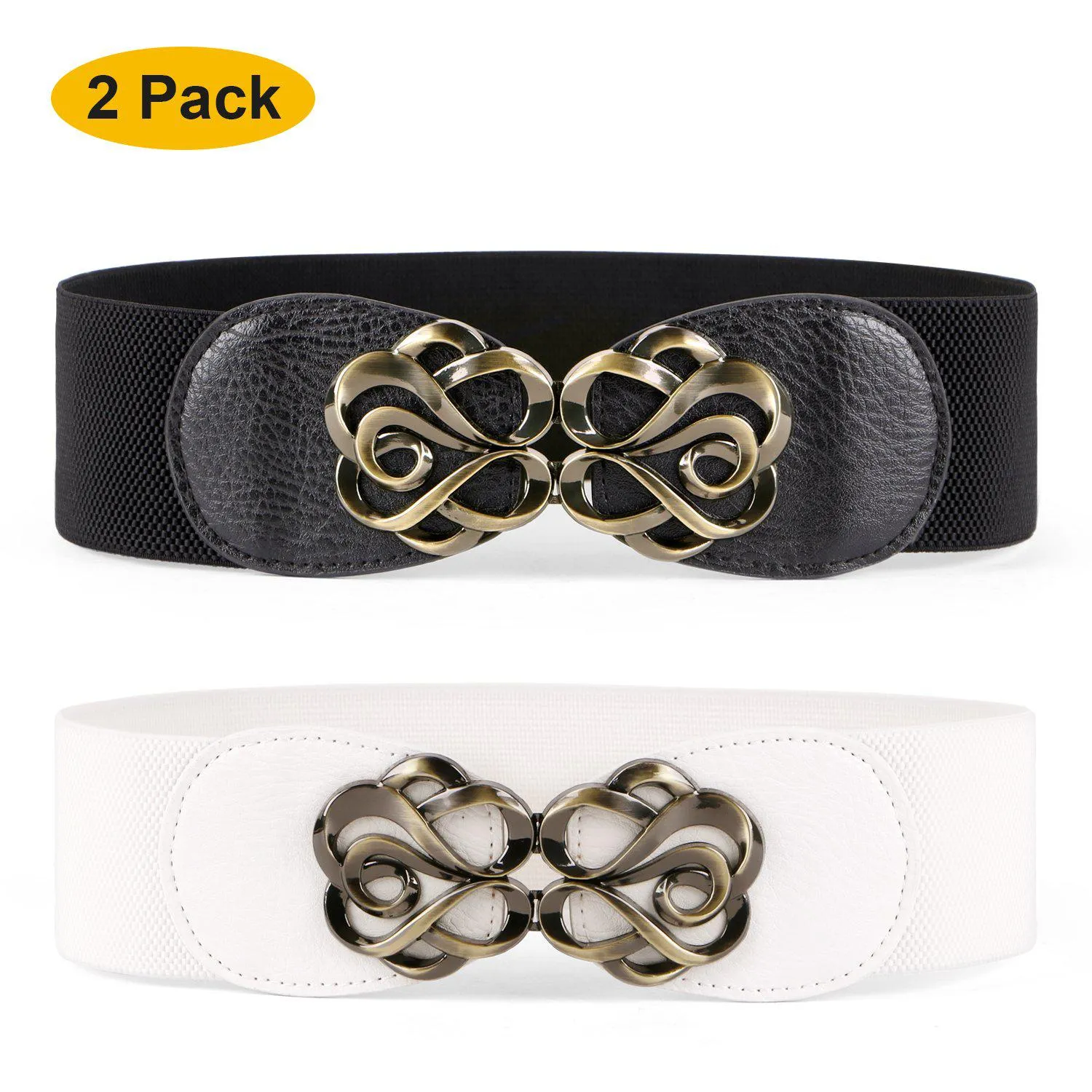 Women Stretchy Belt for Dresses Vintage Elastic Wide Waist Cinch Belt by JASGOOD
